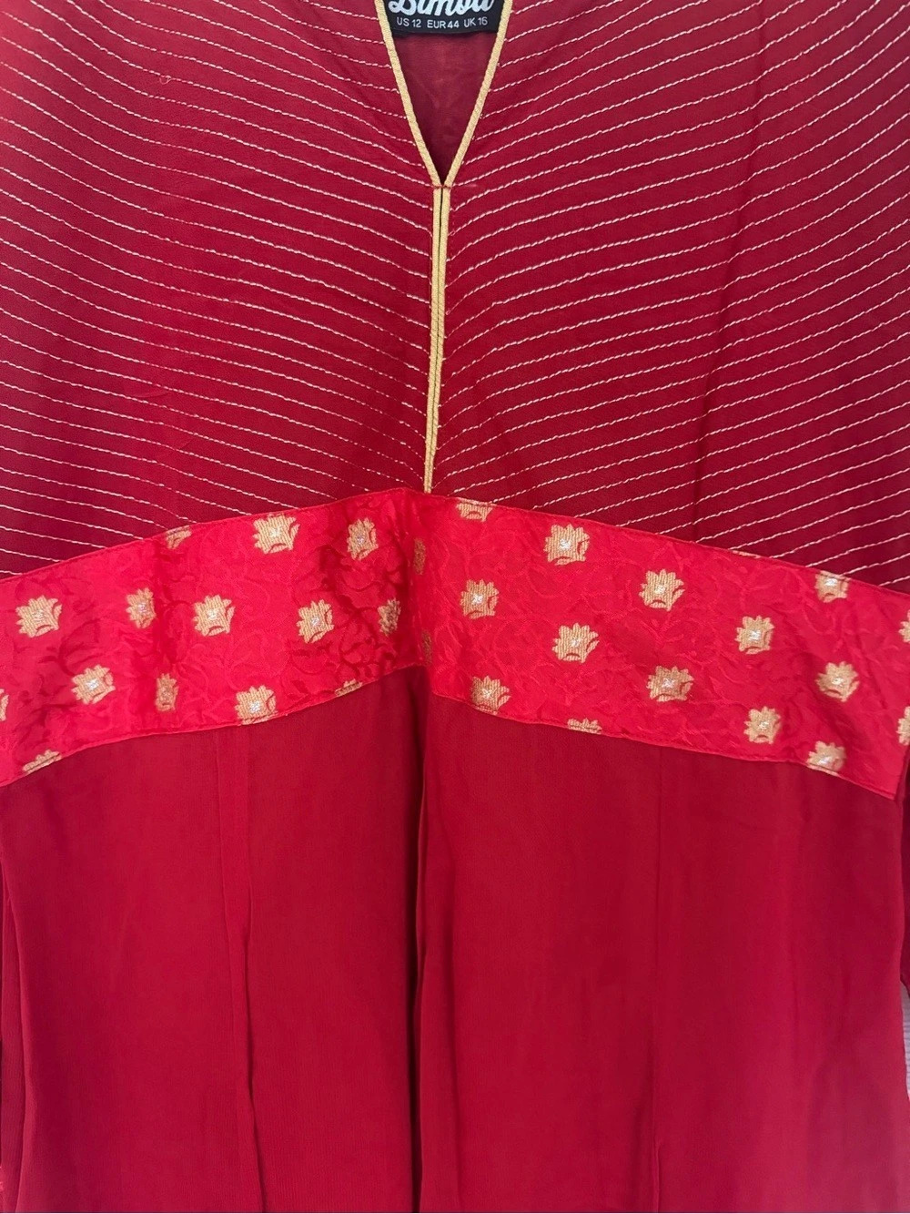 Red Embroidered Kurta - Picture 2 of 3